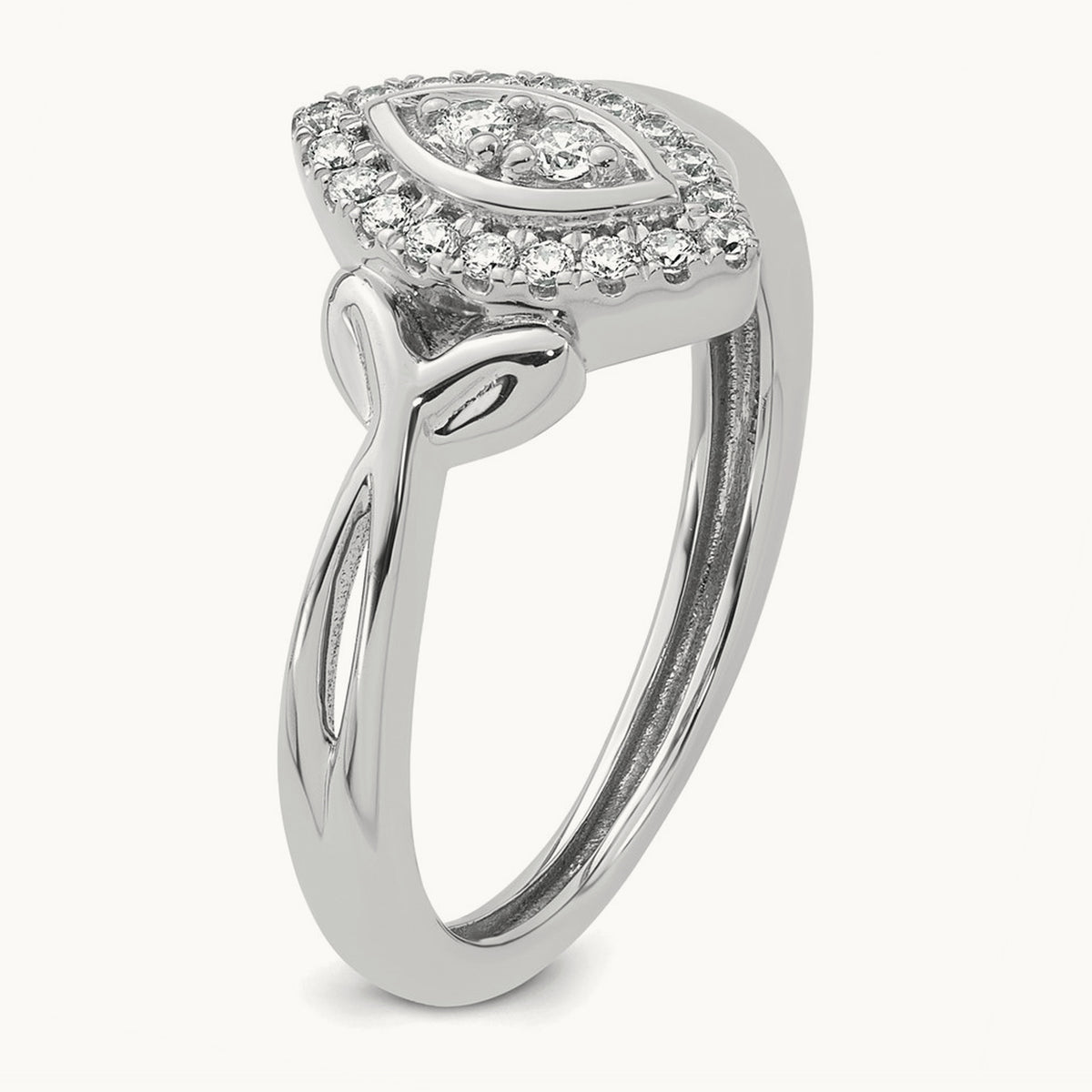 Complete Diamond Marquise Cluster Engagement Ring — 14K White Gold