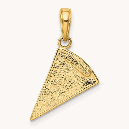 Enameled Pizza Slice Pendant, 14K