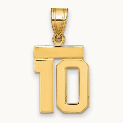 Small Polished Number 10 Charm, 14K
