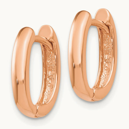 Oval Hinged Hoop Earrings — 14K Rose Gold