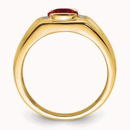 Cushion Created Ruby and Diamond Mens Ring — photo set