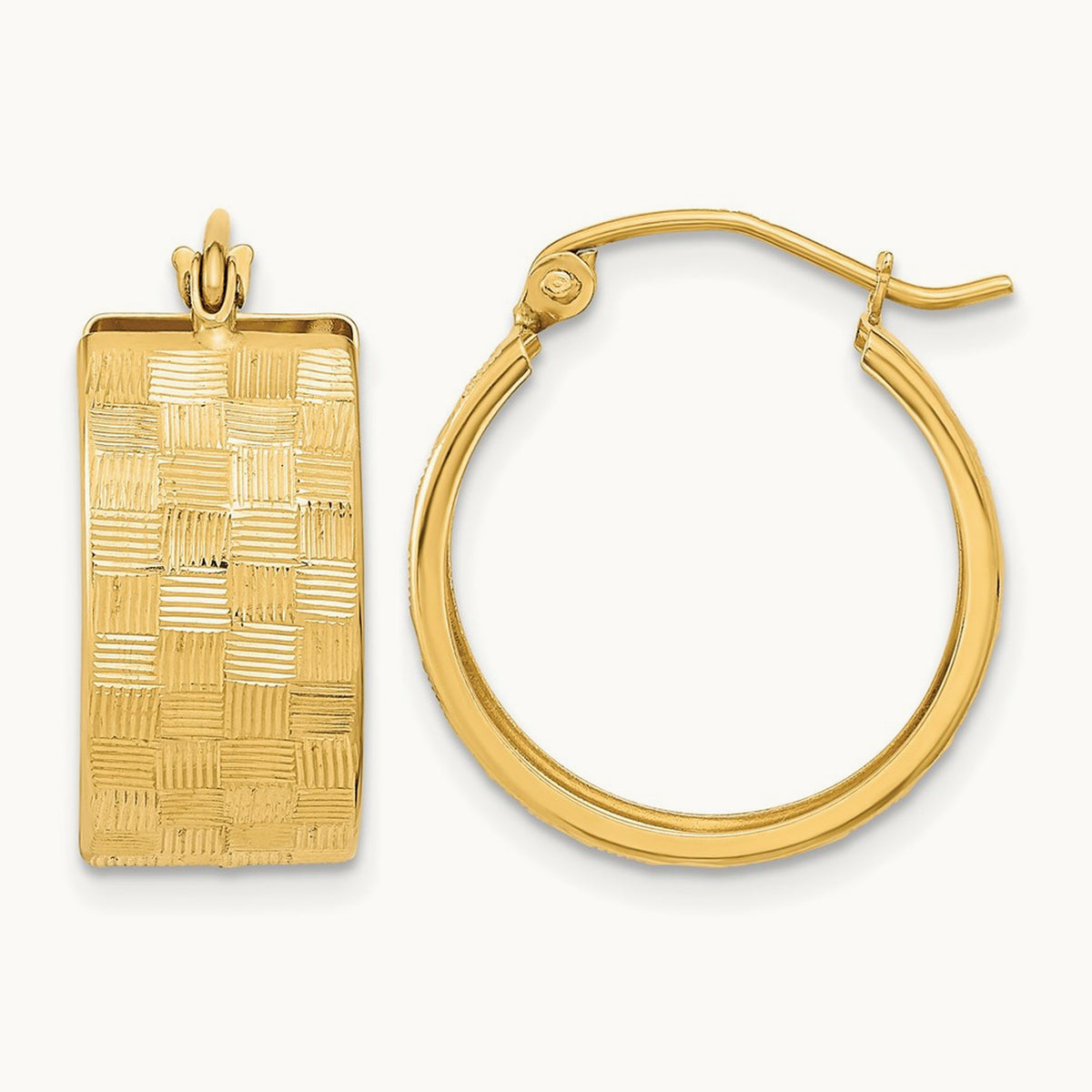 Diamond-cut Hoop Earrings — 14K Yellow Gold