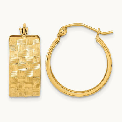 Diamond-cut Hoop Earrings — 14K Yellow Gold