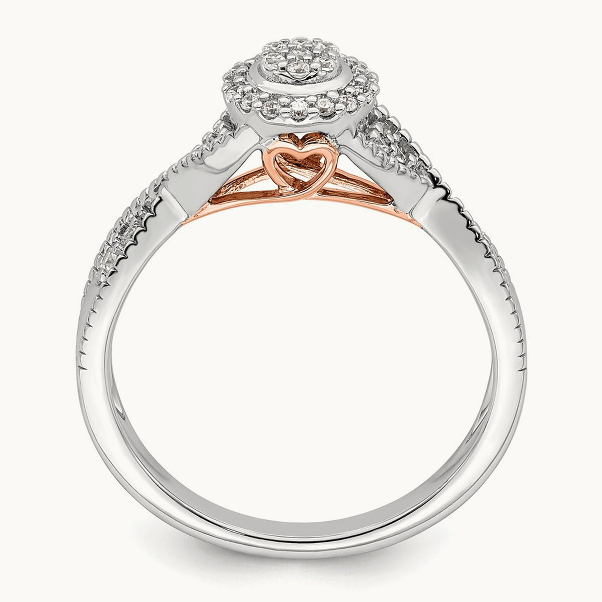 And Rose Halo Cluster Engagement Ring, 0.20 ct tw