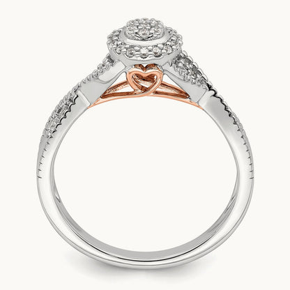 And Rose Halo Cluster Engagement Ring, 0.20 ct tw