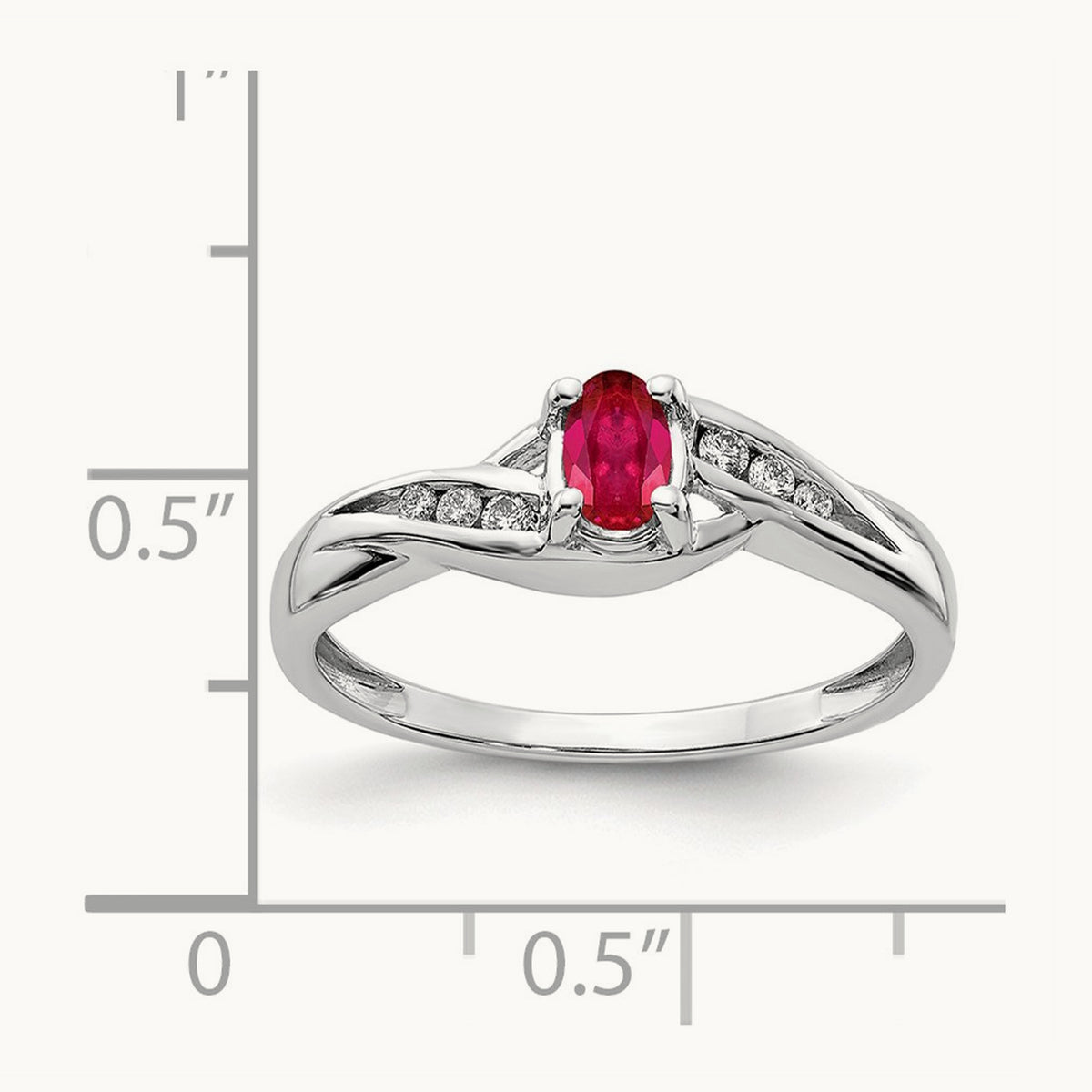 Oval Composite Ruby and Diamond Ring, 14K White Gold