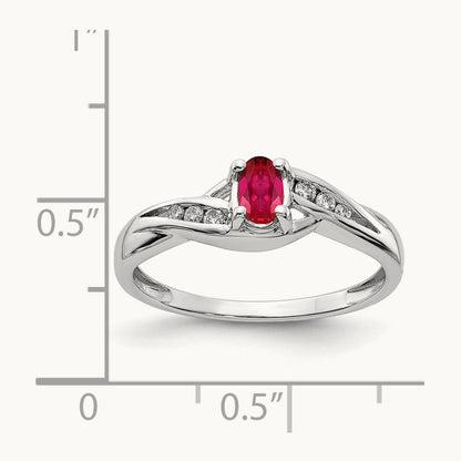 Oval Composite Ruby and Diamond Ring, 14K White Gold