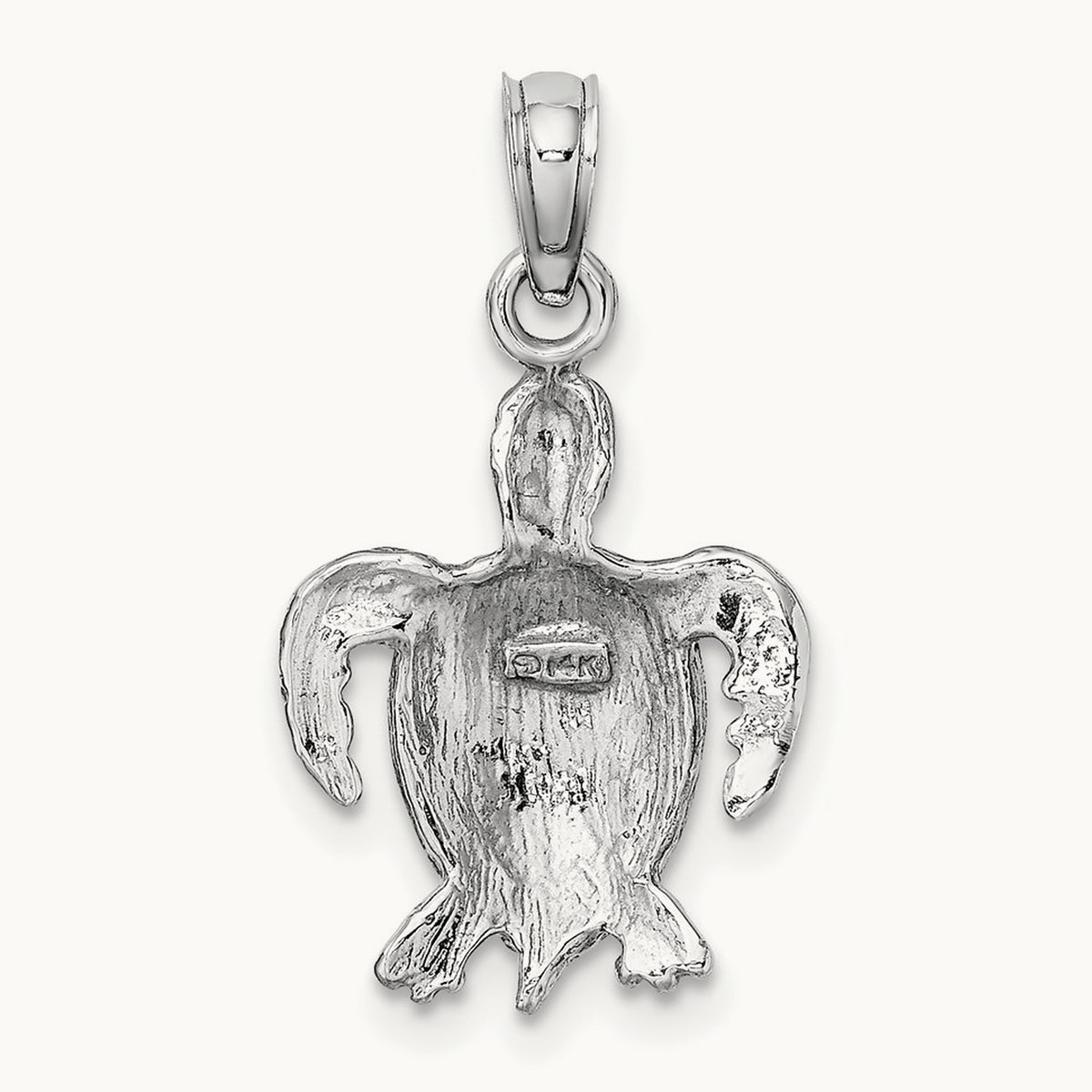 Sea Turtle Charm, 14K White Gold