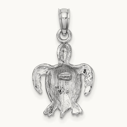 Sea Turtle Charm, 14K White Gold