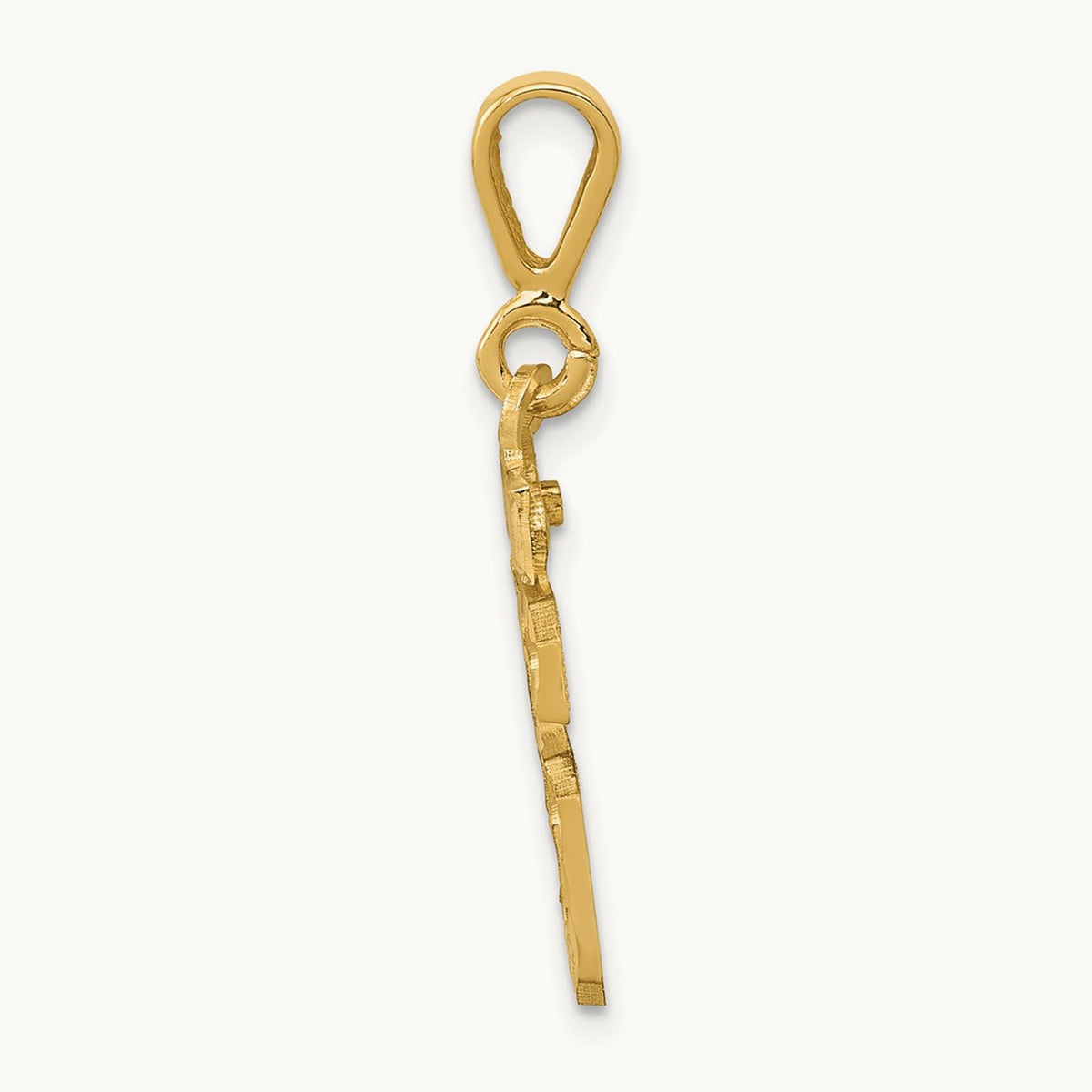 Small Brushed Diamond-cut Number 16 Charm — 14K Yellow Gold