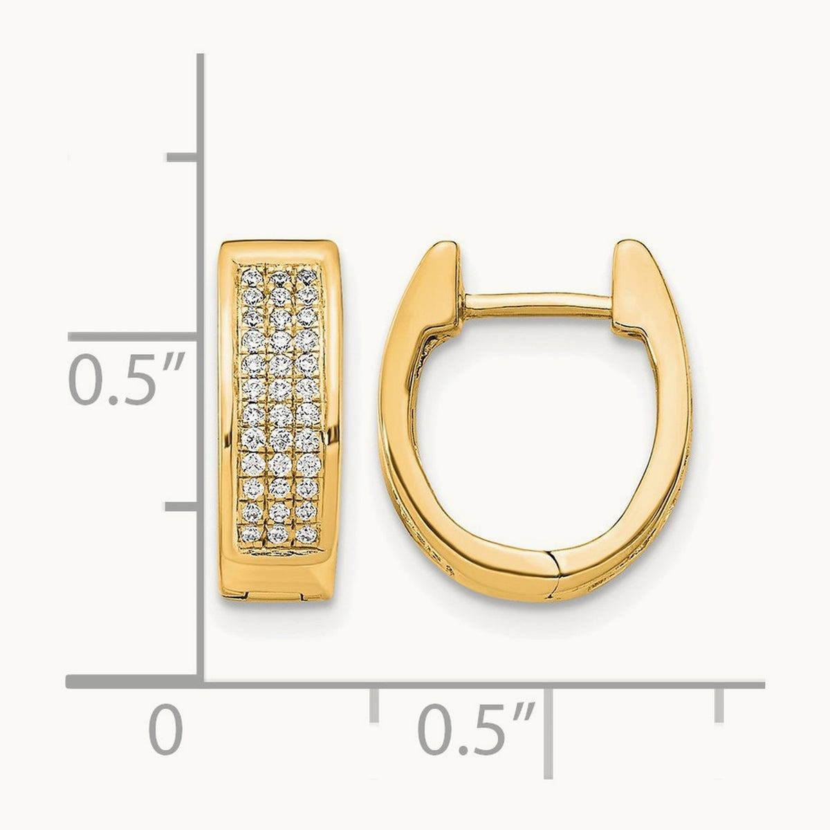 Diamond Small Hinged Oval Hoop Earrings — 14K Yellow Gold