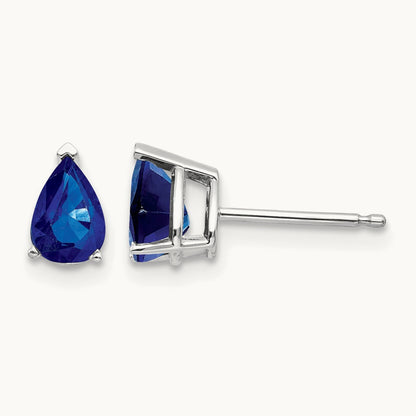 Sapphire Earrings, 14K White Gold
