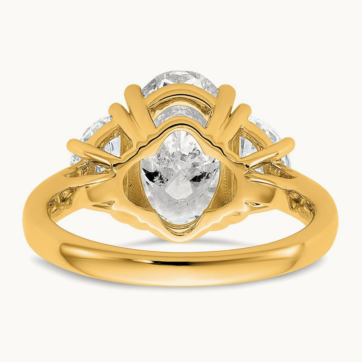 Half Moon and Oval Semi-Mount Engagement Ring, 0.50-1.00 ct tw Lab-Grown Diamond — 1 ct, 14K Yellow Gold