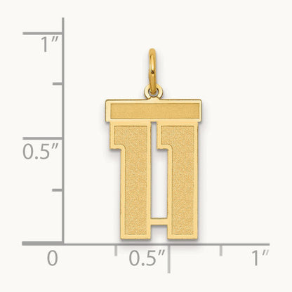Medium Satin Number 11 Charm, 14K