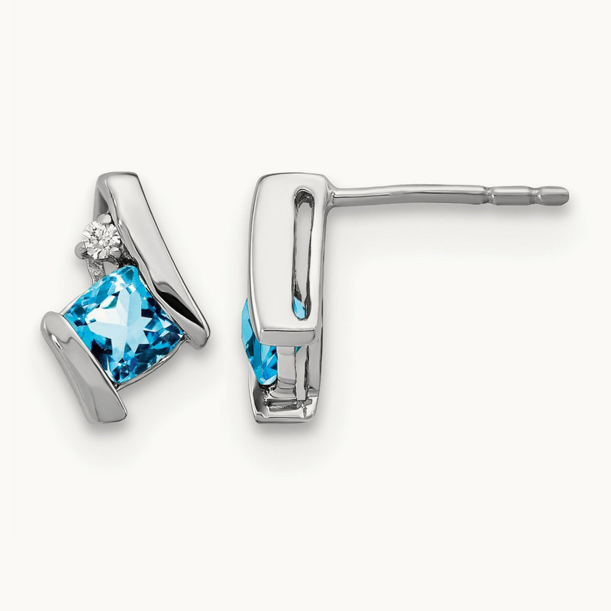 Cushion Blue Topaz and Diamond Earrings — photo set