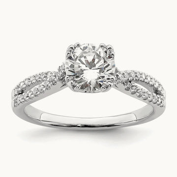 Criss-Cross 1ct Round Semi-Mount Eng Dia Ring, 14K White Gold