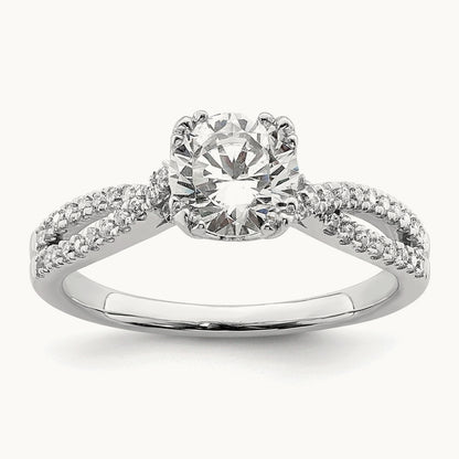 Criss-Cross 1ct Round Semi-Mount Eng Dia Ring, 14K White Gold