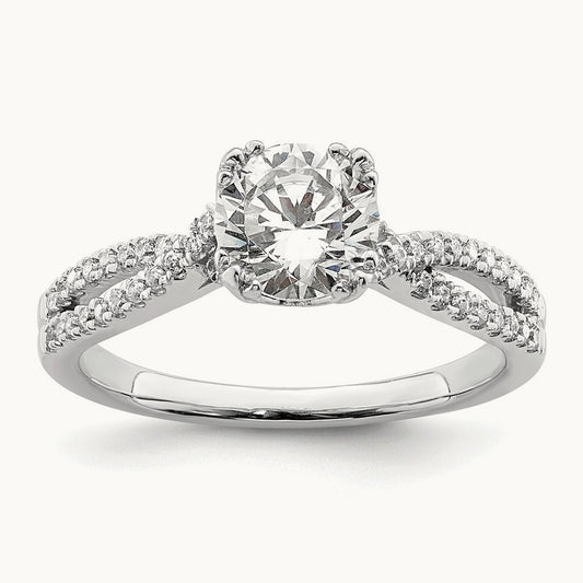 Criss-Cross 1ct Round Semi-Mount Eng Dia Ring, 14K White Gold