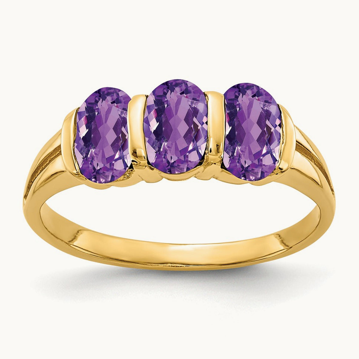 6x4mm Oval Amethyst ring, 14K