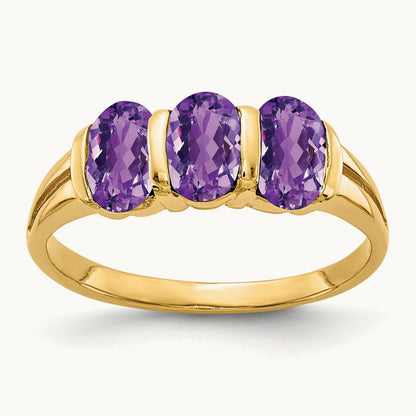 6x4mm Oval Amethyst ring, 14K