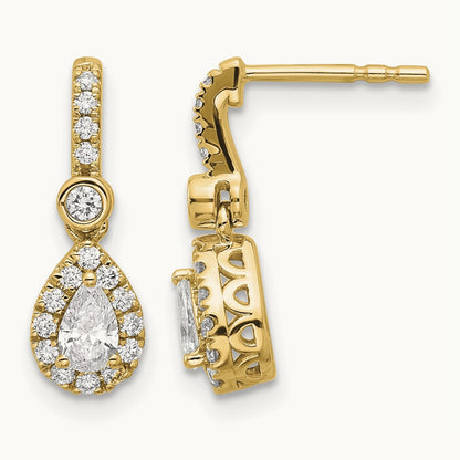 Pear Dangle Post Earrings, 0.50 ct tw Lab-Grown Diamond — 14K Yellow Gold