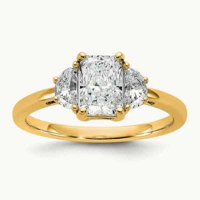 Radiant & 1/2 Moon Engagement Ring, 1.25-4.00 ct tw Lab-Grown Diamond — 1 3/8 ct, 14K Yellow Gold