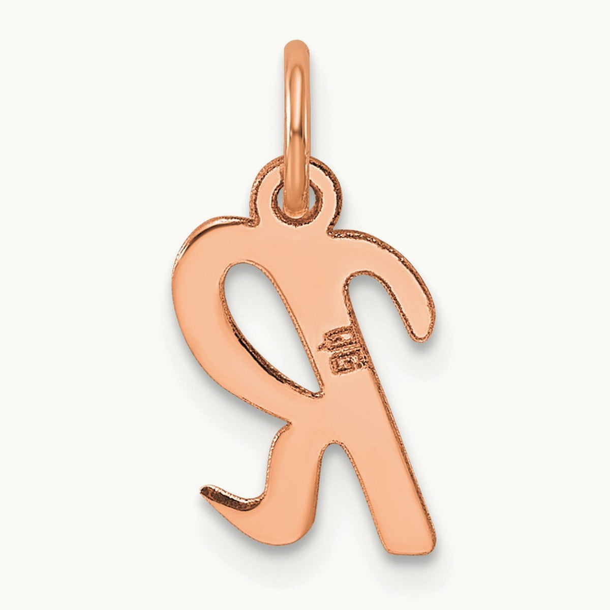 Small Script Letter R Initial Charm, 14K Rose Gold