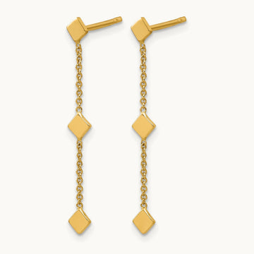 Polished Diamond-shaped Disk Dangle Post Earrings, 14K — Leslie's