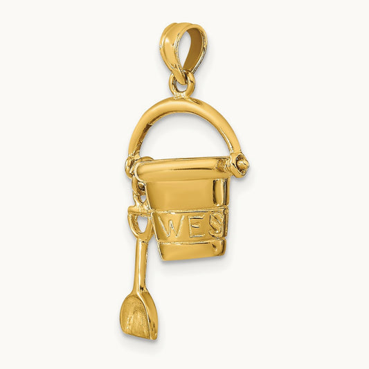 3D KEY WEST Pail and Shovel Pendant, 14K