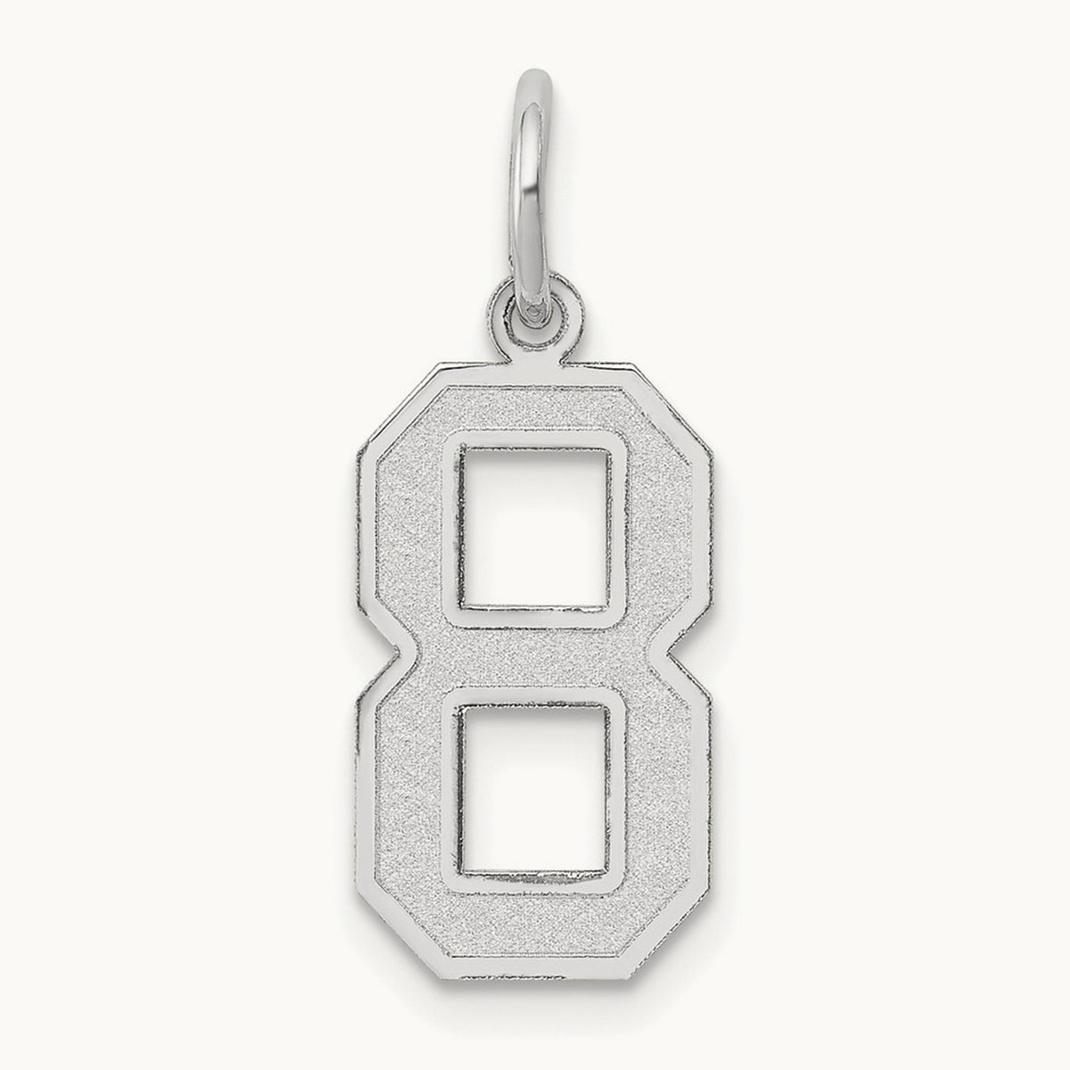 Medium Satin Number 8 Charm — 14K White Gold