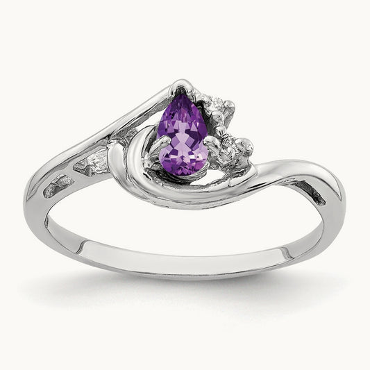 Pear Amethyst AA Diamond ring — photo set