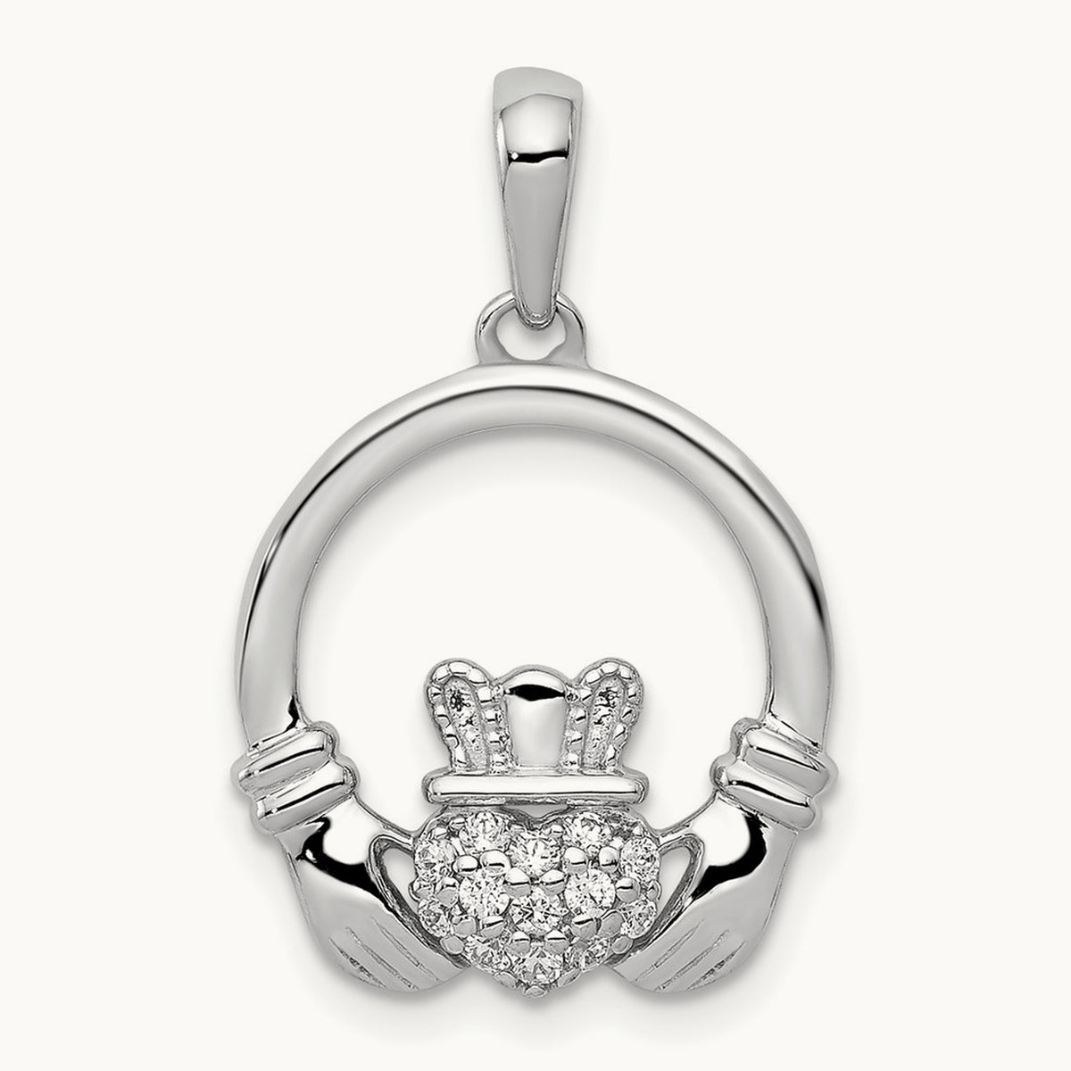 Circle Claddagh Pendant, 0.10 ct tw Lab-Grown Diamond