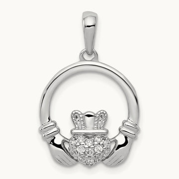 Circle Claddagh Pendant, 0.10 ct tw Lab-Grown Diamond