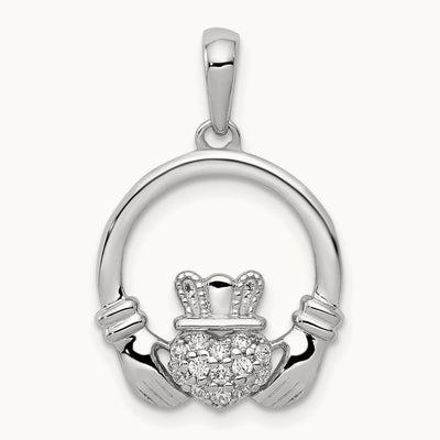 Circle Claddagh Pendant, 0.10 ct tw Lab-Grown Diamond