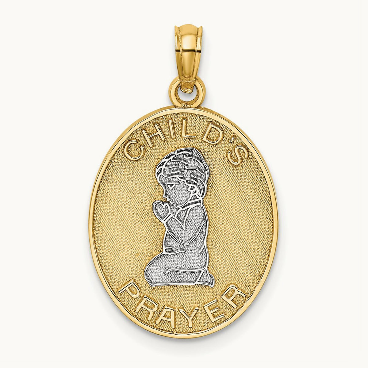 w/Rhodium Reversible CHILDS PRAYER w/Boy Charm, 14K