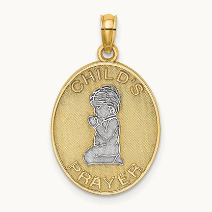 w/Rhodium Reversible CHILDS PRAYER w/Boy Charm, 14K