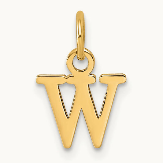 Cutout Letter W Initial Pendant, 14K Yellow Gold