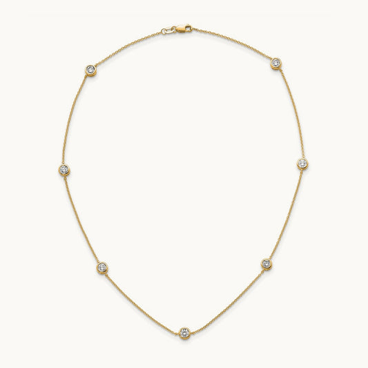 7 Station Necklace, 1.75 ct tw Lab-Grown Diamond — 14K Yellow Gold, Standard