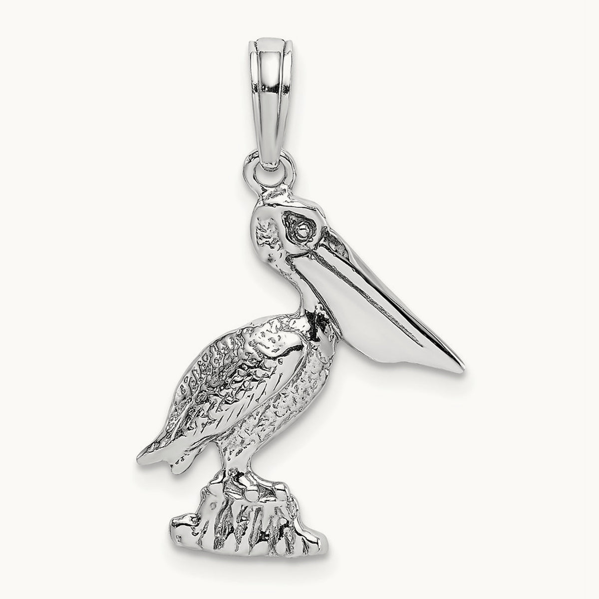 Standing Pelican Charm — 14K White Gold