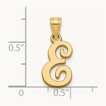 Script Letter E Initial Pendant, 14K Yellow Gold