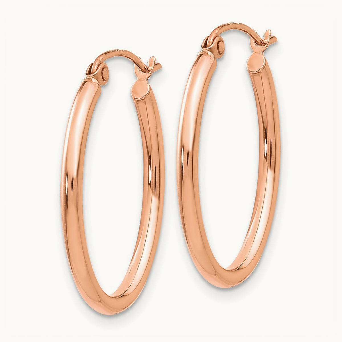 Oval Hoop Earrings — 14K Rose Gold, 17mm