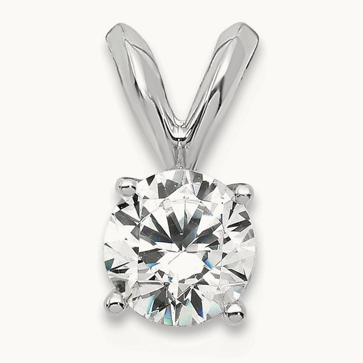 Four-Prong Solitaire Pendant, 0.25-1.00 ct Lab-Grown Diamond — 14K White Gold