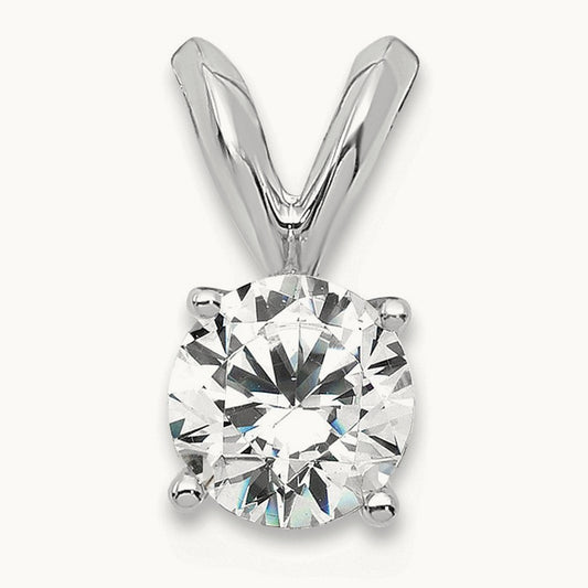 Four-Prong Solitaire Pendant, 0.25-1.00 ct Lab-Grown Diamond — 14K White Gold
