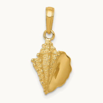 Solid Polished Conch Shell Pendant, 14K