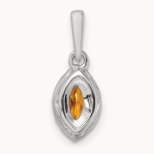 Citrine November Birthstone Pendant, 0.10 ct tw Lab-Grown Diamond