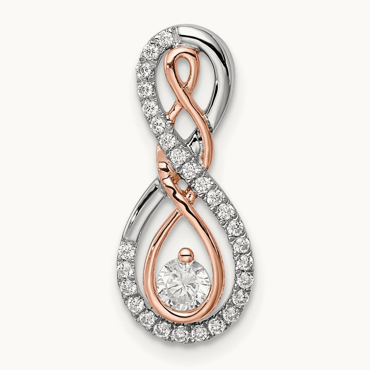Infinity Diamond Chain Slide, 14K Two-tone White with Rose