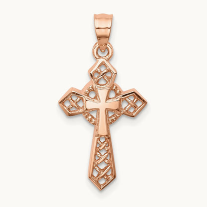 Polished Cross Pendant, 14K Rose