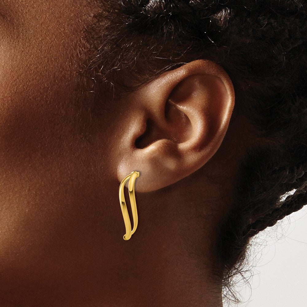 w/ Polished Curve Post Earrings — Leslie's — 14K Yellow Gold