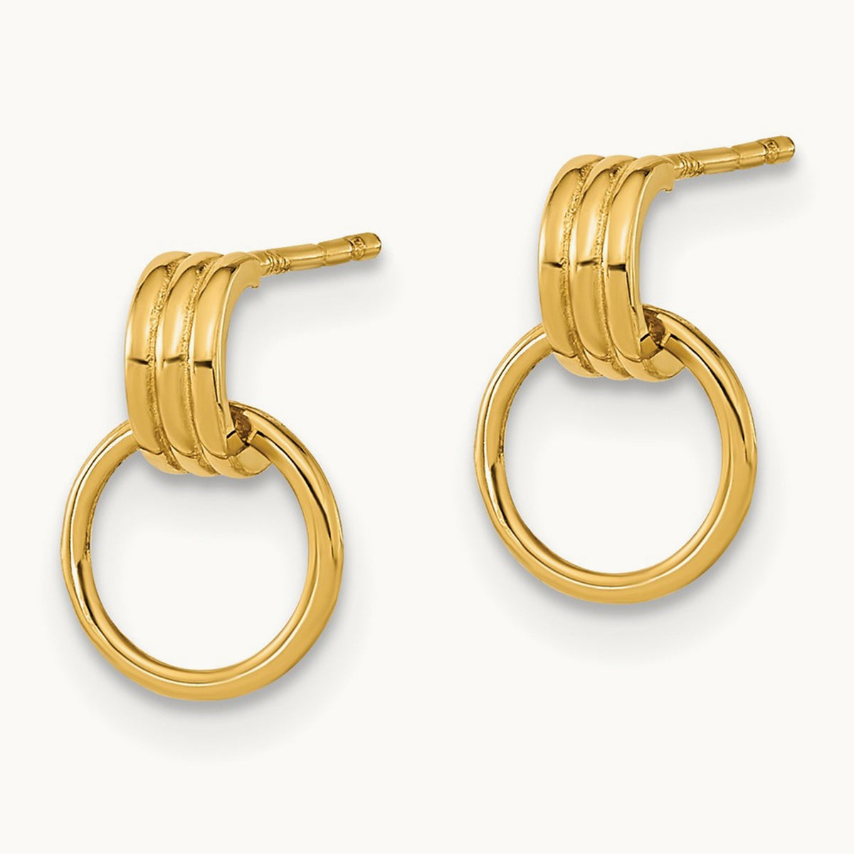Polished Dangle Circle Post Earrings, 14K