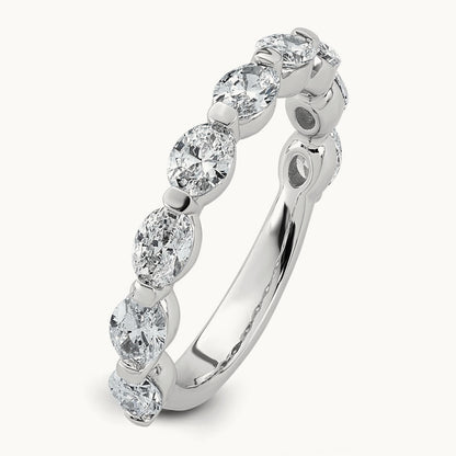 Oval Shape Stones Wedding Band, 1.25-1.75 ct tw Lab-Grown Diamond — 1 3/4 ct, 14K White Gold